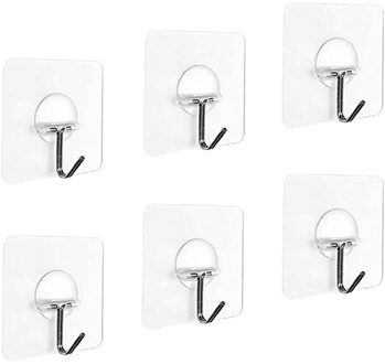 Keuken Naadloze Zelfklevende Haak Badkamer Transparante Muur Opknoping Haak Muur Deur Sterke Nail-Gratis Kleine Haak 6stk