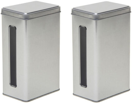 Keuken opbergblik/bewaarblik met venster - 5x - 11 x 7 x 17 cm - Zilver - voorraadblikken/bussen