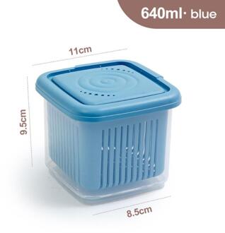 Keuken Opbergdoos Verdikte Transparant Double-Layer Gember Knoflook Groene Ui Doos Innerlijke Zeef Scheidbare Keuken Accessoires blauw Size L