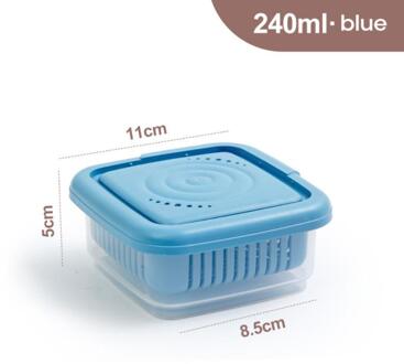 Keuken Opbergdoos Verdikte Transparant Double-Layer Gember Knoflook Groene Ui Doos Innerlijke Zeef Scheidbare Keuken Accessoires blauw Size S