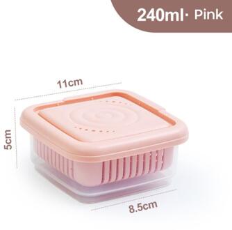 Keuken Opbergdoos Verdikte Transparant Double-Layer Gember Knoflook Groene Ui Doos Innerlijke Zeef Scheidbare Keuken Accessoires roze Size S