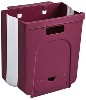 Keuken Opknoping Prullenbak Wall Mounted Folding Afvalbak Keukenkast Deur Opknoping Prullenbak Draagbare Trash wijn rood