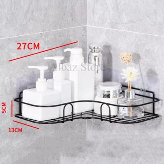 Keuken Opslag Badkamer Accessoires Badkamer Plank Douche Wandmontage Shampoo Opslag Houder Met Zuignap Geen Boren Triangle zwart