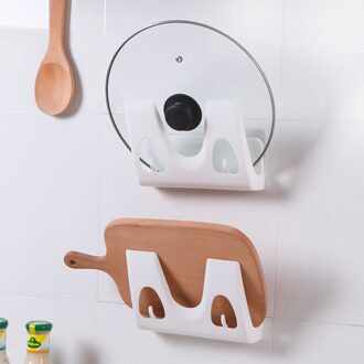 Keuken Opslag Rack Pot Cover Rack Huishoudelijke Opslag Tool Beugel Muur Gemonteerde Non-Punch Snijplank Rack wit