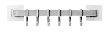 Keuken Organizer 6 Haken Muur Deur Holder Hanger Rack Voor Lepel Scoop Multifunctionele Opslag Haak Houder Badkamer Deur Haken grijs