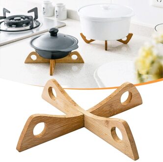 Keuken Pan Pot Cross Stand Plank Afneembare Bamboe Warmte Geïsoleerde Schotel Houder Lade Houten Rek Voor Thuis Keuken Tool Supplies