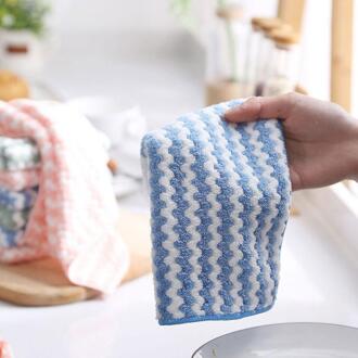 Keuken Poetsdoek Coral Stapel Absorberende Doek Keuken Theedoek Drogen Olie Gratis Afwassen Rag Schuursponsje Cocina Tool blauw / 25x25cm