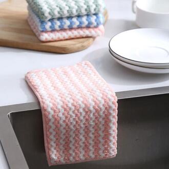 Keuken Poetsdoek Coral Stapel Absorberende Doek Keuken Theedoek Drogen Olie Gratis Afwassen Rag Schuursponsje Cocina Tool roze / 25x25cm