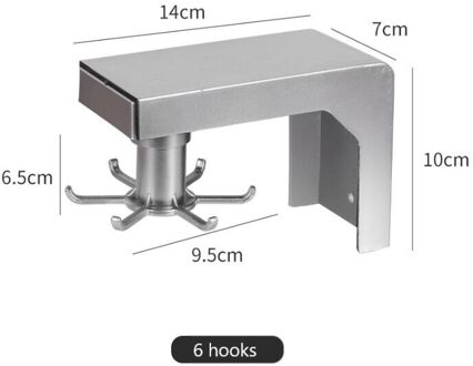 Keuken Rotatie Haak Multifunctionele Wand Gemonteerde Badkamer Roterende 4/6 Haken Lepel Handdoek Kleding Opbergrek Keuken Gadgets zilver 6 hooks