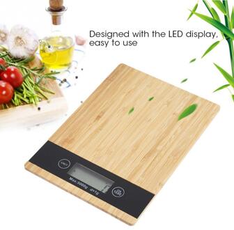 Keuken Schaal Bamboe Led Display Elektrische Keuken Weegschaal Voedsel Dieet Weight Balance Hout Schaal Koken Schaal Voedsel Schaal