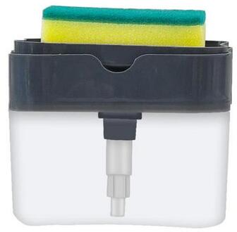 Keuken Schrobben Vloeibaar Wasmiddel Dispenser Met Spons Doos Pers-Type Vloeistof Doos Schuursponsje Afwassen Zeepdispenser grijs-zwart