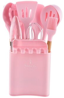 Keuken Set Houten Handvat Siliconen Keukengerei Set Non-stick Fornuis Koken Lepel En Schop Keukengerei Plank Twaalf Stuk set B