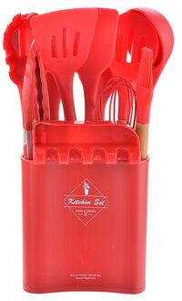 Keuken Set Houten Handvat Siliconen Keukengerei Set Non-stick Fornuis Koken Lepel En Schop Keukengerei Plank Twaalf Stuk set