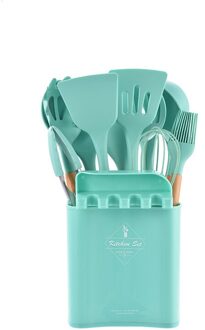 Keuken Set Houten Handvat Siliconen Keukengerei Set Non-stick Fornuis Koken Lepel En Schop Keukengerei Plank Twaalf Stuk set