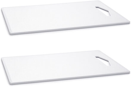 Keuken Snijplank - 2x - wit - 36 x 24 cm - kunststof - voor groente, fruit, vlees