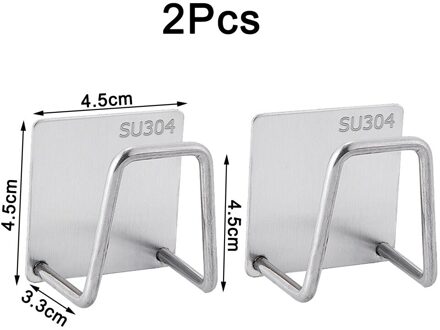 Keuken Sponzen Houder Zelfklevende Sink Sponzen Afvoer Droogrek 304 Roestvrij Staal Opslag Houder Aanrecht Accessoires 2stk zilver