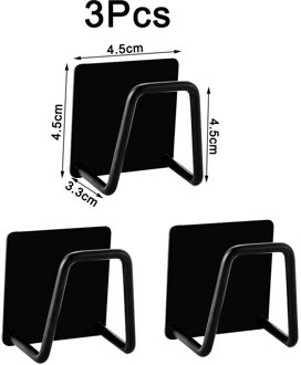 Keuken Sponzen Houder Zelfklevende Sink Sponzen Afvoer Droogrek 304 Roestvrij Staal Opslag Houder Aanrecht Accessoires 3stk zwart
