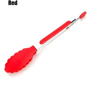 Keuken Tang Siliconen Antislip Clip Silicone Voedsel Tong Roestvrij Stalen Klem Bbq Salade Gereedschap Grill Keuken Accessoires Rood
