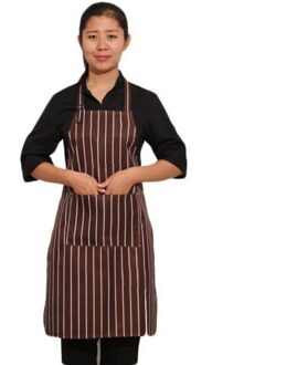 Keuken Unisex Schorten Verstelbare Zwarte Streep Bib Schort Met 2 Zakken Chef Keuken Cook Tool Voor Man Vrouw koffie wit Stripes