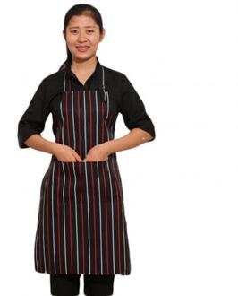 Keuken Unisex Schorten Verstelbare Zwarte Streep Bib Schort Met 2 Zakken Chef Keuken Cook Tool Voor Man Vrouw zwart rood Stripes
