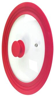 Keuken Universele Pan Deksel Kookgerei Gehard Glas Siliconen Velg Deksel Deksel Steelpan Stoom Vent Schroef Handvat Keuken Gadget Set rood