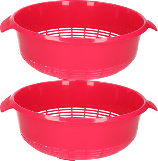 keuken vergiet - 2x - roze - 27 x 23 x 9 cm - Laag model - kunststof - keuken accessoir