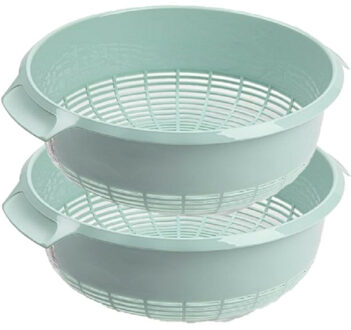 keuken vergiet - 2x stuks - mintgroen - 27 x 10 cm - kunststof - afgieten van groente
