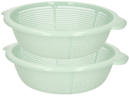 keuken vergiet - 2x stuks - mintgroen - 31 x 9,5 cm - kunststof - afgieten van groente
