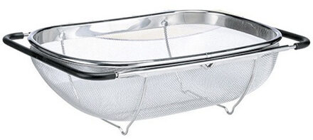 Keuken vergiet - uitschuifbaar 34 tot 56 cm - zeef XXL - zilver - RVS - Zeven/vergieten