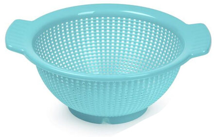 Keuken vergiet - zeef - kunststof - D23 x H10 cm - blauw - afgieten
