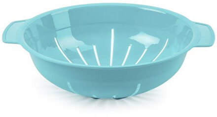 Keuken vergiet/zeef - kunststof - Dia 25 cm x Hoogte 8 cm - blauw