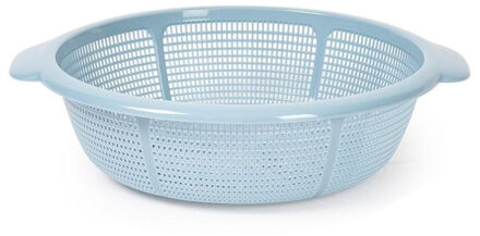 Keuken vergiet/zeef - kunststof - Dia 31 cm x Hoogte 9.5 cm - ijsblauw