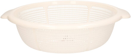 Keuken vergiet/zeef - kunststof - Dia 31 cm x Hoogte 9.5 cm - ivoor wit