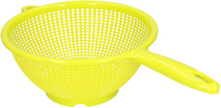 Keuken vergiet/zeef met steel - kunststof - Dia 22 cm x Hoogte 10 cm - groen