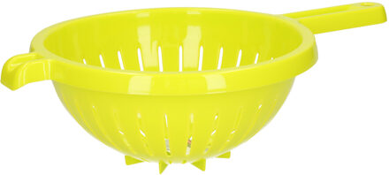 Keuken vergiet/zeef met steel - kunststof - Dia 23 cm x Hoogte 10 cm - groen