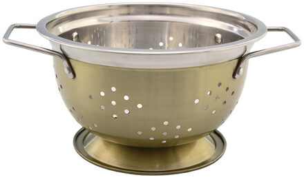 Keuken vergiet / zeef - metaal - goud - 21 x 13 cm - Kookgerei - Zeven - RVS