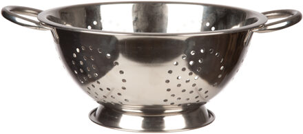 Keuken vergiet/zeef op voet - zilver - RVS - D24 x H10 cm - Handige keukenhulp