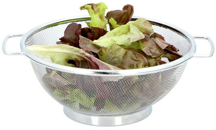 Keuken vergiet/zeef - RVS - D20 x H8 cm - zilver