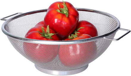 Keuken vergiet/zeef - RVS - D25 cm - zilver - voor groente/rijst/pasta