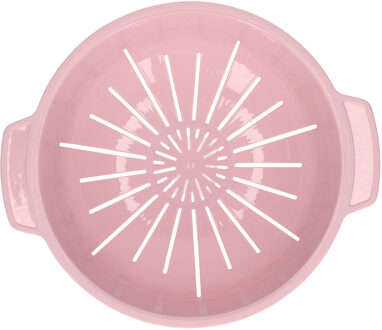 Keuken vergiet zeef van kunststof - 25 x 8 cm - oud roze - afgieten van voedsel