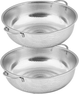 Keuken vergieten/zeef - set van 2x stuks - rvs metaal - zilver - Dia 25,5 en 31.5 cm