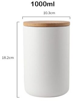 Keuken Verzegelde Pot Keramiek Voedsel Opbergdoos Graan Gedroogd Fruit Opslag Jar Cookie Jar Opslagtank Huishouden Keuken Gereedschap wit(1000ml)