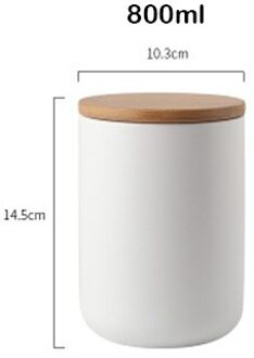 Keuken Verzegelde Pot Keramiek Voedsel Opbergdoos Graan Gedroogd Fruit Opslag Jar Cookie Jar Opslagtank Huishouden Keuken Gereedschap wit(800ml)