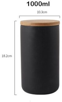 Keuken Verzegelde Pot Keramiek Voedsel Opbergdoos Graan Gedroogd Fruit Opslag Jar Cookie Jar Opslagtank Huishouden Keuken Gereedschap zwart(1000ml)