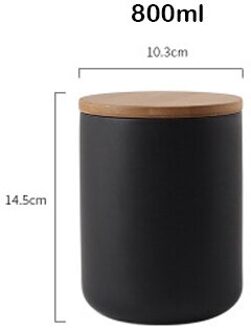 Keuken Verzegelde Pot Keramiek Voedsel Opbergdoos Graan Gedroogd Fruit Opslag Jar Cookie Jar Opslagtank Huishouden Keuken Gereedschap zwart(800ml)