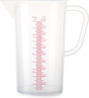 Keuken Voedsel maatbeker/mengbeker - kunststof - transparant - 1300 ml - schenktuit
