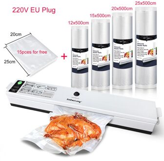 Keuken Voedsel Vacuumsealer Machine Verse Houden 4 Roll Vacuüm Verpakker Zakken Voor Voedsel Opslag 110V 220V Vacuüm sluitmachine 220V EU met Bags B