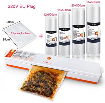 Keuken Voedsel Vacuumsealer Machine Verse Houden 4 Roll Vacuüm Verpakker Zakken Voor Voedsel Opslag 110V 220V Vacuüm sluitmachine 220V EU met Bags O