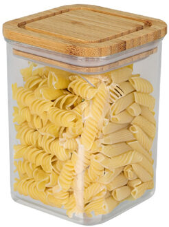keuken voorraadpot - 0.8L - glas/bamboe - met luchtdichte deksel