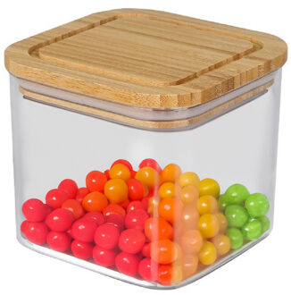 keuken voorraadpot - 1L - kunststof/bamboe - met luchtdichte deksel